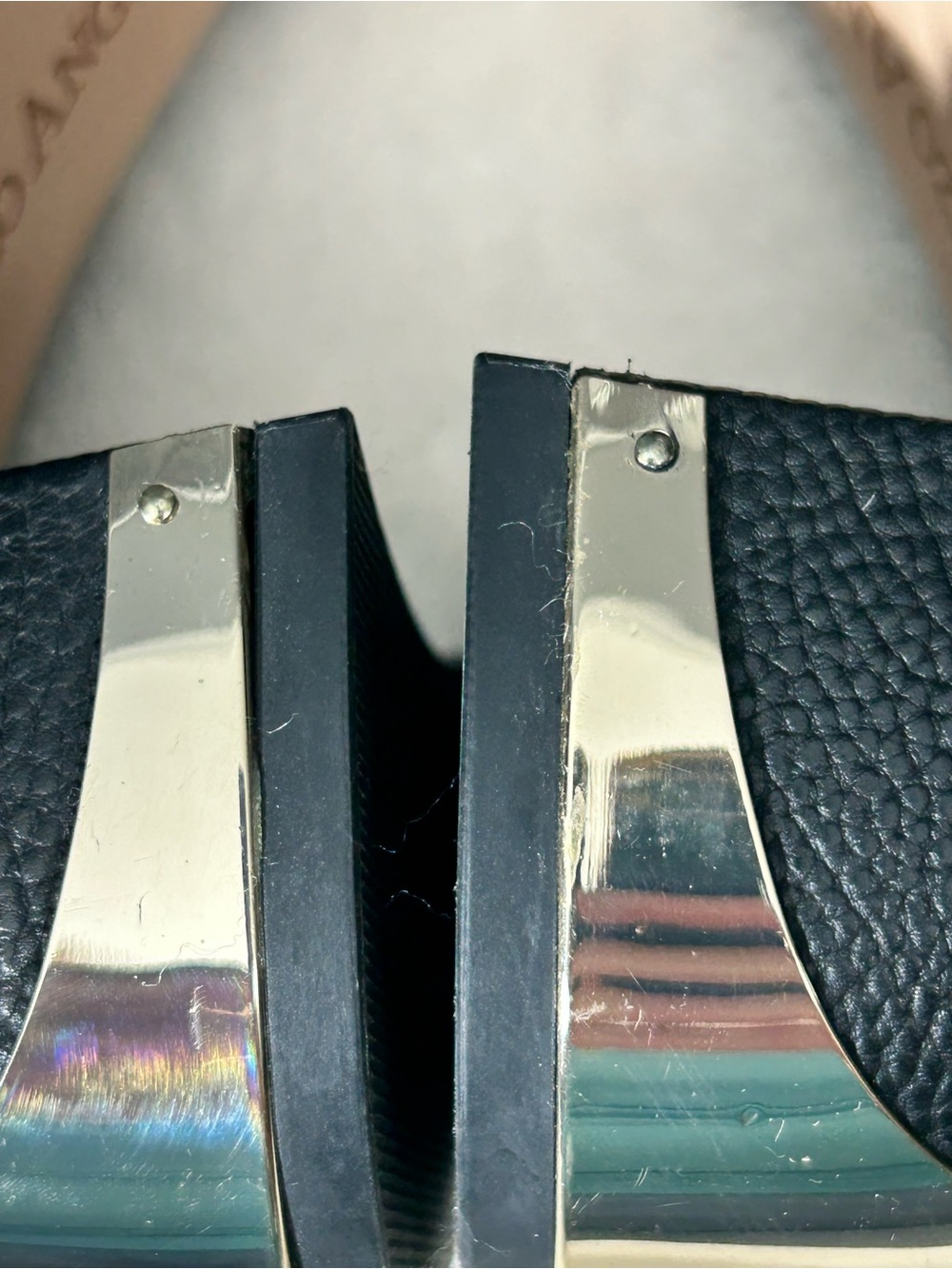 Enzo Angiolini Black Pointed Leather Backless Mules Gold Details Size 7 - Picture 9 of 14